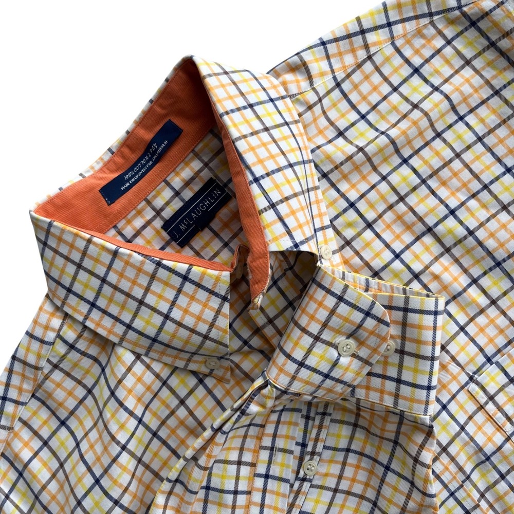 J. McLaughlin Mens XL Plaid Button Down Shirt Coastal Preppy Business Casual